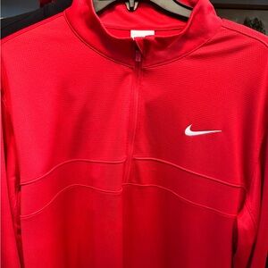 Mens Nike long sleeve pullover with zip neck.  Size Large
